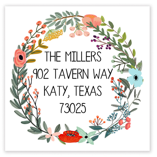 Vine Wreath Square Address Labels
